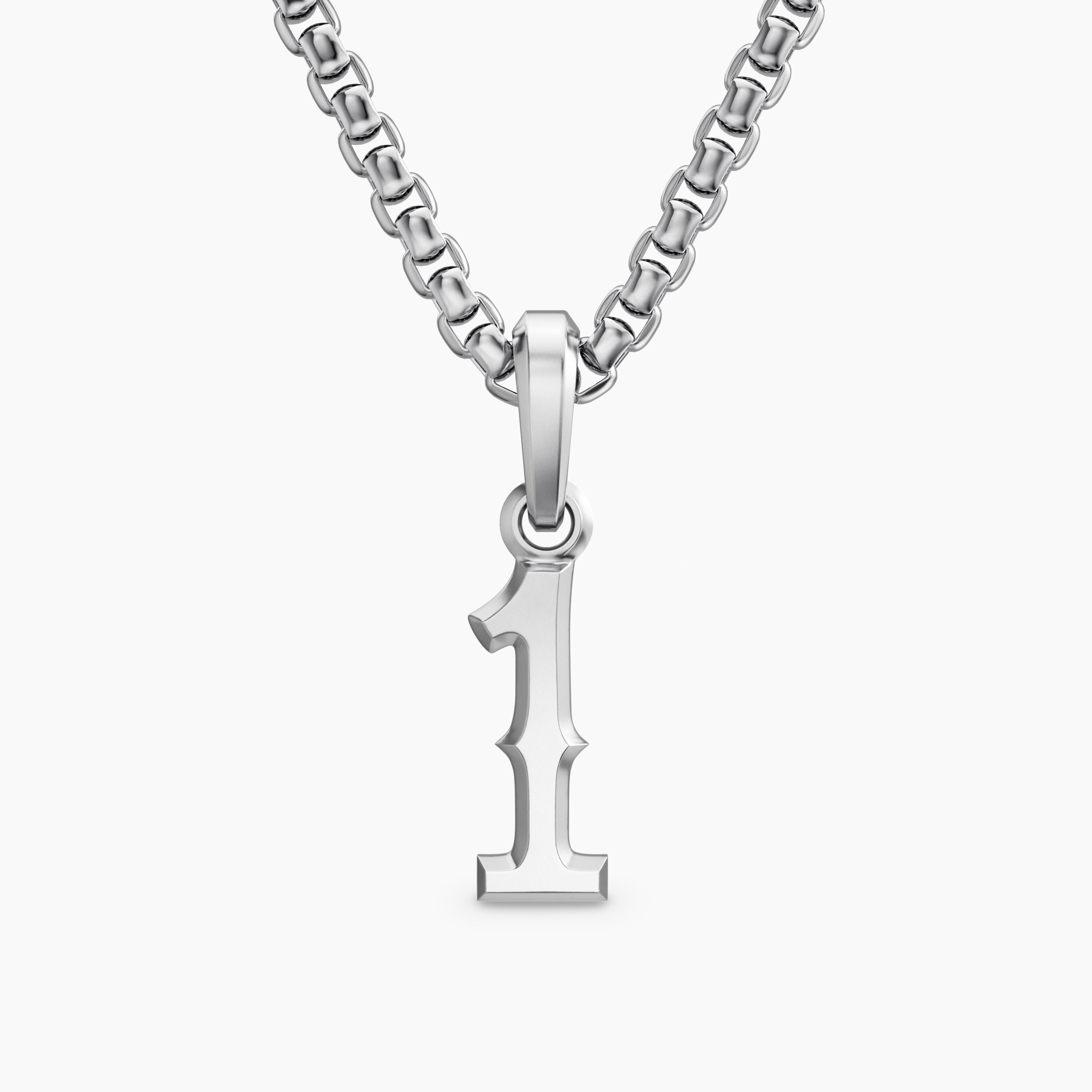 Mens Number One Amulet in Sterling Silver, 18.6mm