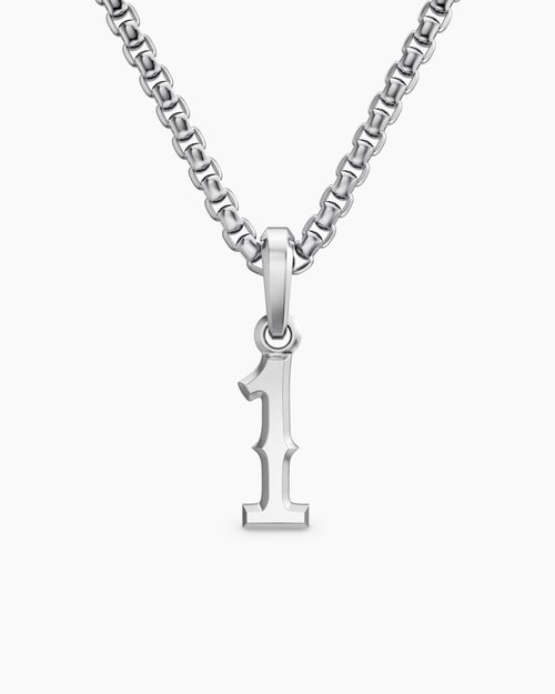 Mens Number One Amulet in Sterling Silver, 18.6mm