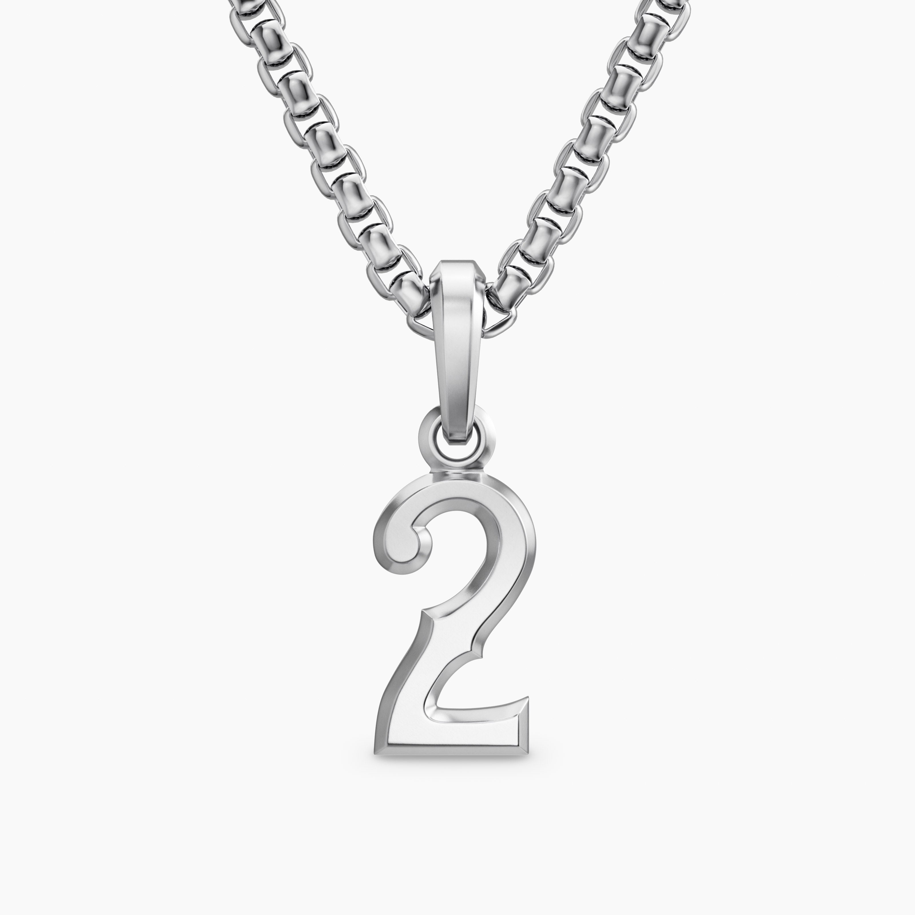 Mens Number Two Amulet in Sterling Silver, 18.6mm