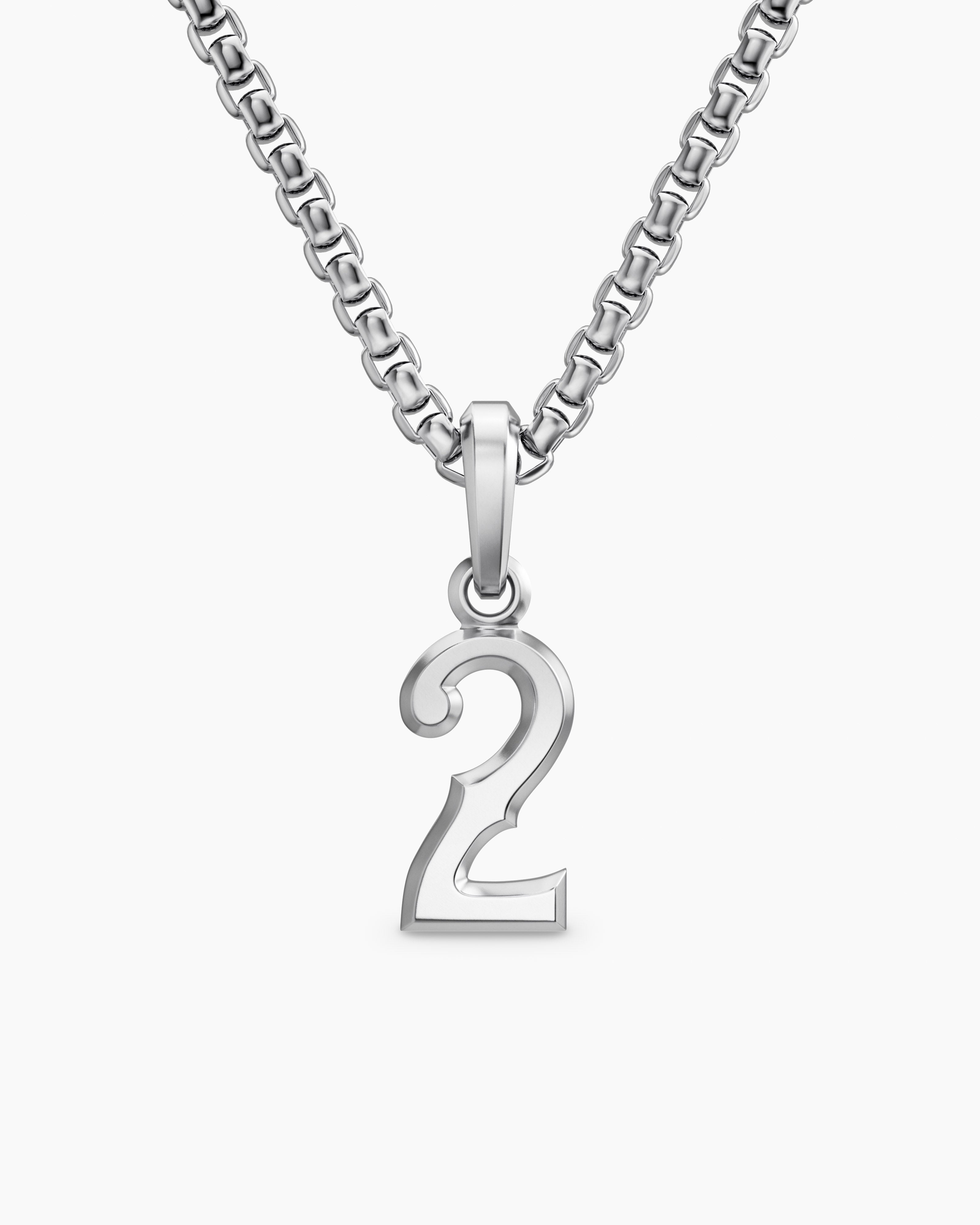 Mens Number Two Amulet in Sterling Silver, 18.6mm