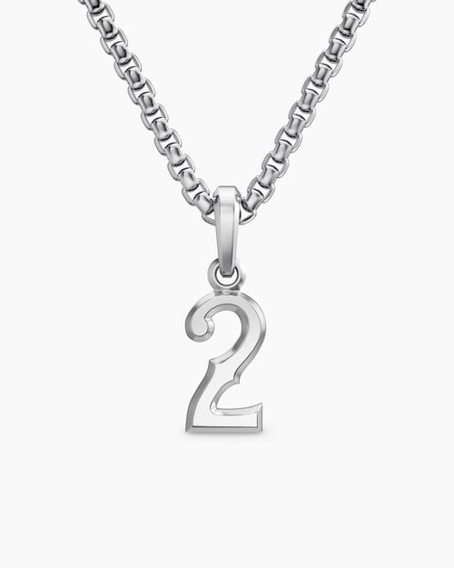Mens Number Two Amulet in Sterling Silver, 18.6mm