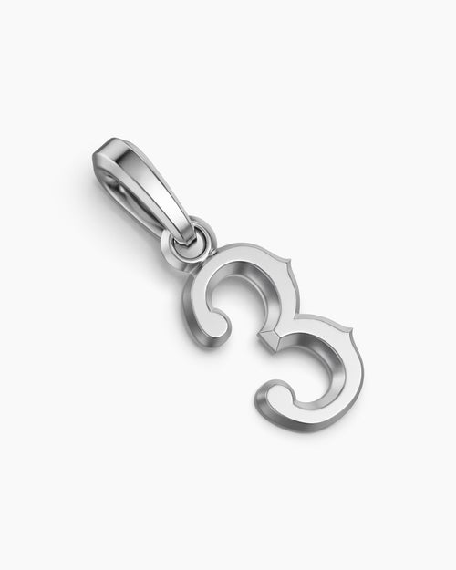 Mens Number Three Amulet in Sterling Silver, 18.6mm