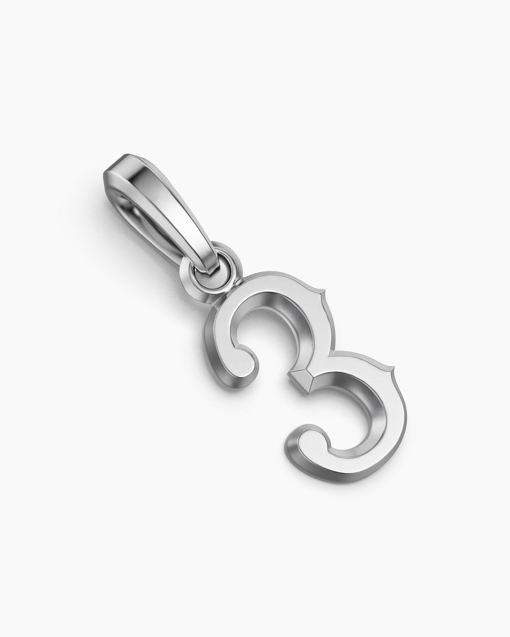 Mens Number Three Amulet in Sterling Silver, 18.6mm