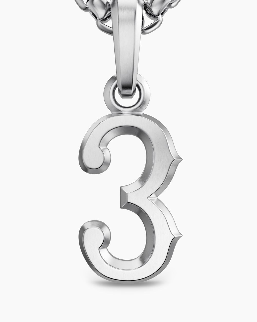 Mens Number Three Amulet in Sterling Silver, 18.6mm