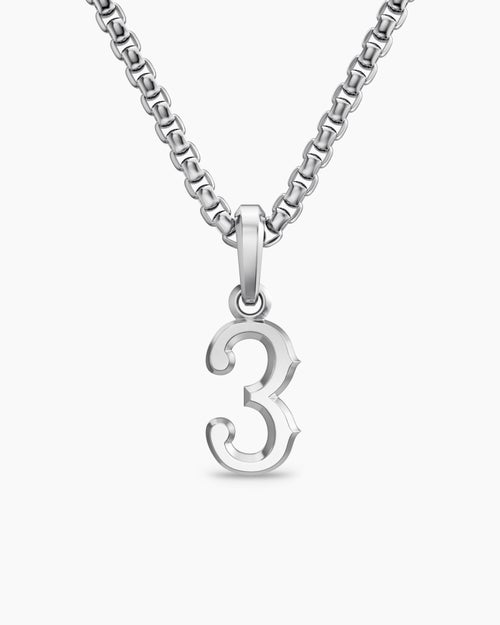Mens Number Three Amulet in Sterling Silver, 18.6mm