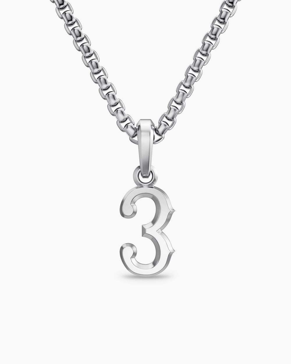 Mens Number Three Amulet in Sterling Silver, 18.6mm
