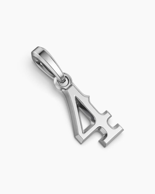 Mens Number Four Amulet in Sterling Silver, 18.6mm