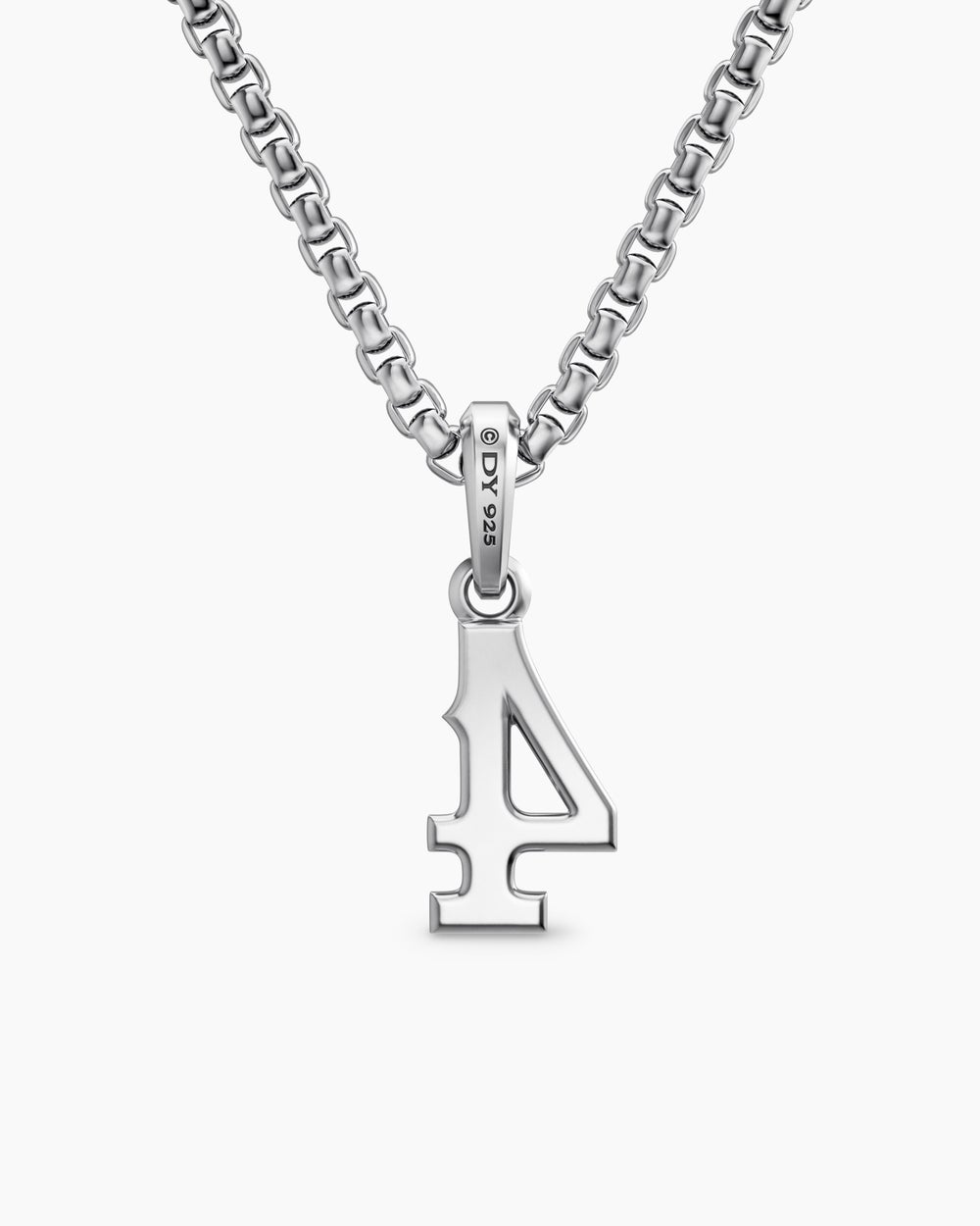 Mens Number Four Amulet in Sterling Silver, 18.6mm