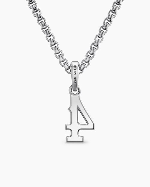 Mens Number Four Amulet in Sterling Silver, 18.6mm