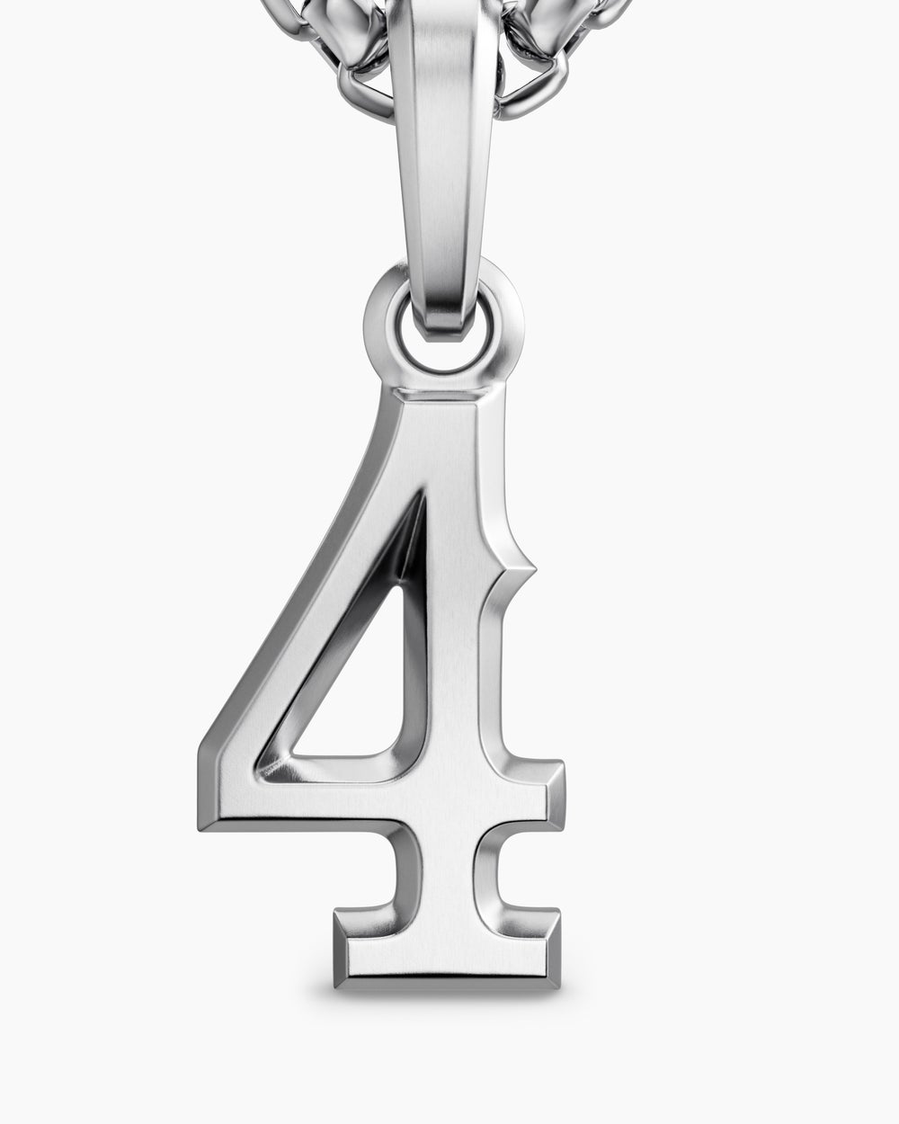Mens Number Four Amulet in Sterling Silver, 18.6mm