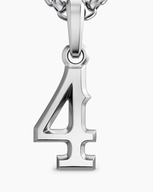 Mens Number Four Amulet in Sterling Silver, 18.6mm