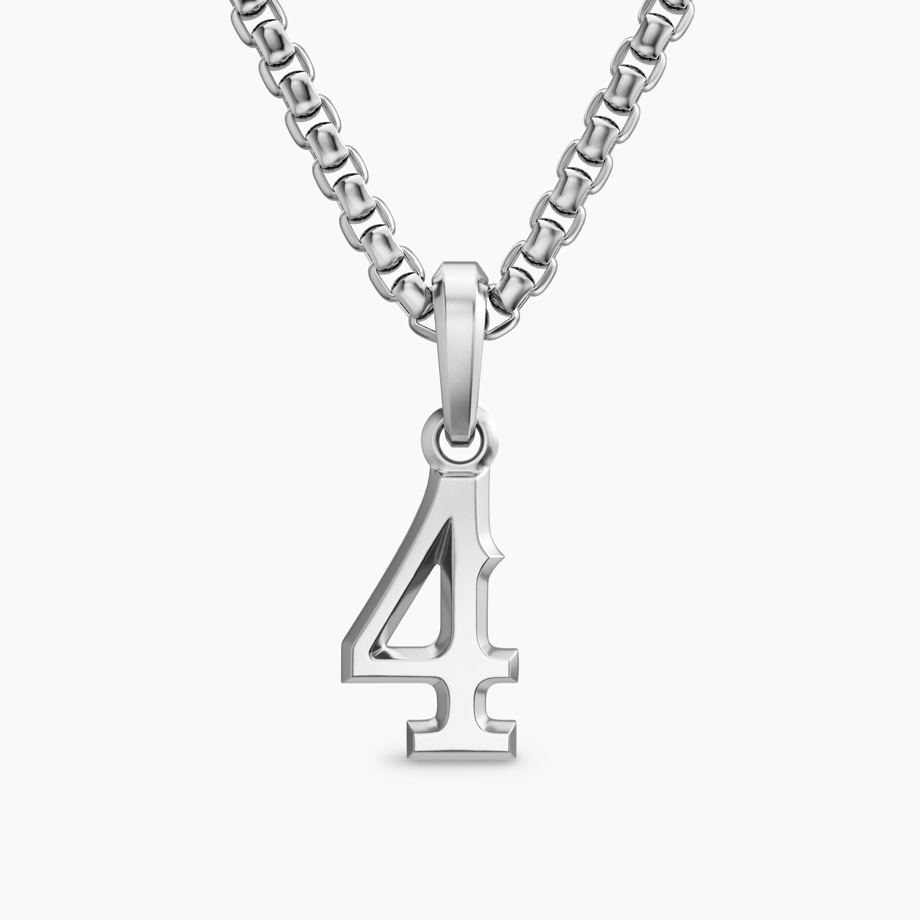 Mens Number Four Amulet in Sterling Silver, 18.6mm