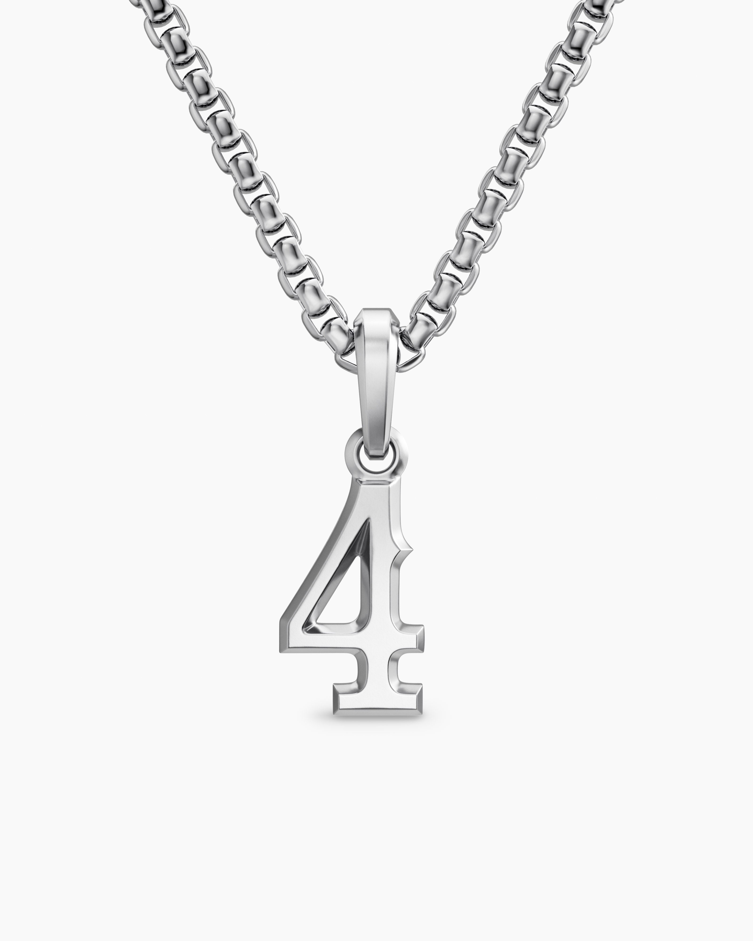 Mens Number Four Amulet in Sterling Silver, 18.6mm