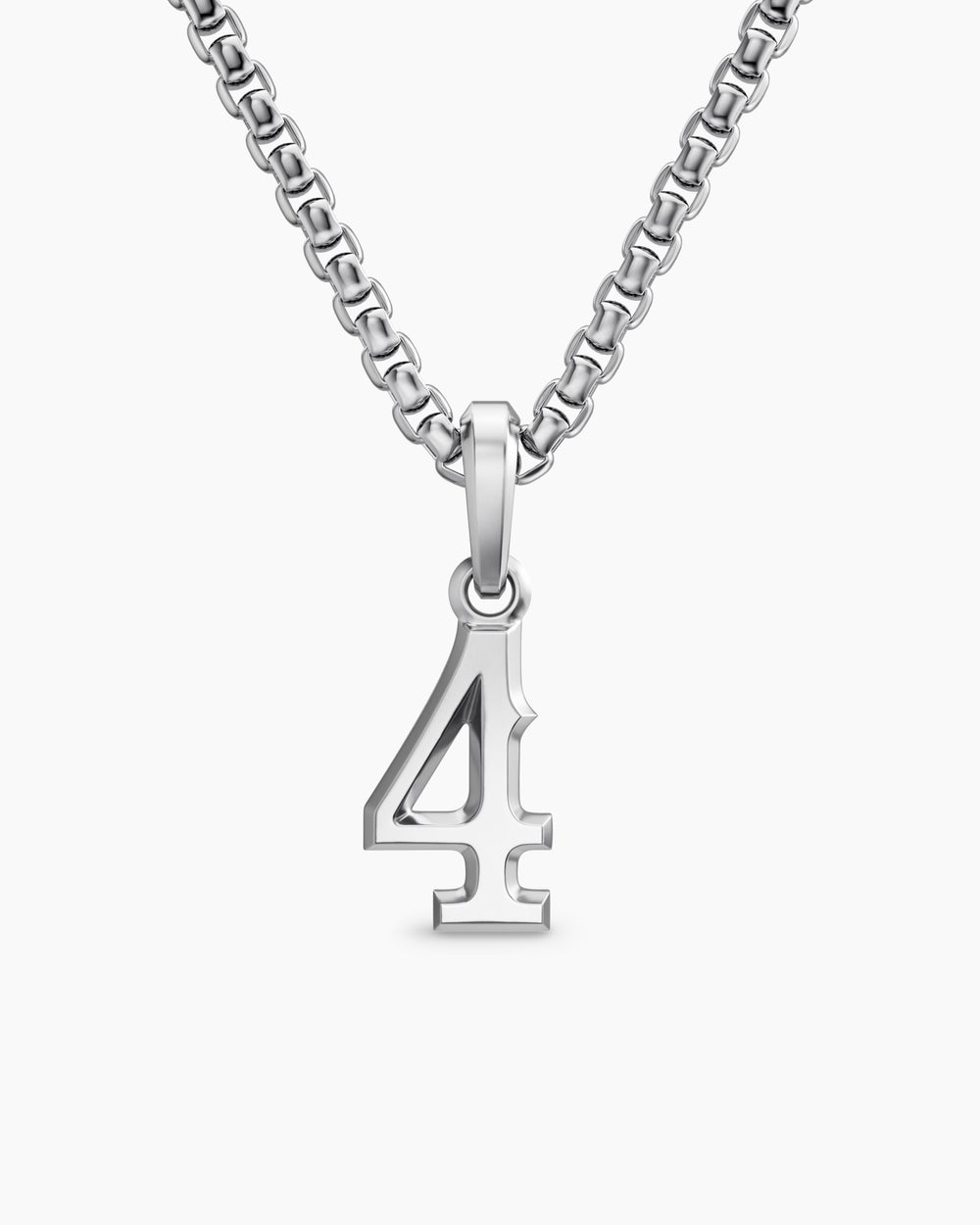 Mens Number Four Amulet in Sterling Silver, 18.6mm