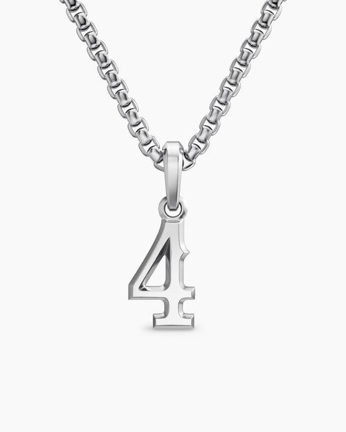 Mens Number Four Amulet in Sterling Silver, 18.6mm