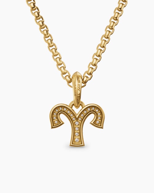 Amulette Bélier en or jaune 18 carats avec diamants, 13 mm homme