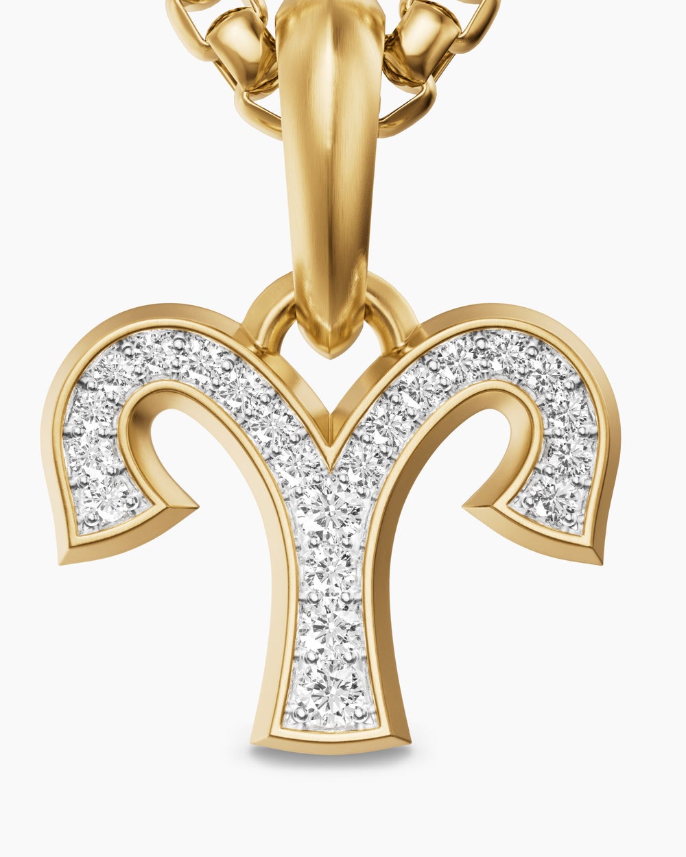 Mens Aries Amulet in 18K Yellow Gold with Diamonds, 13mm