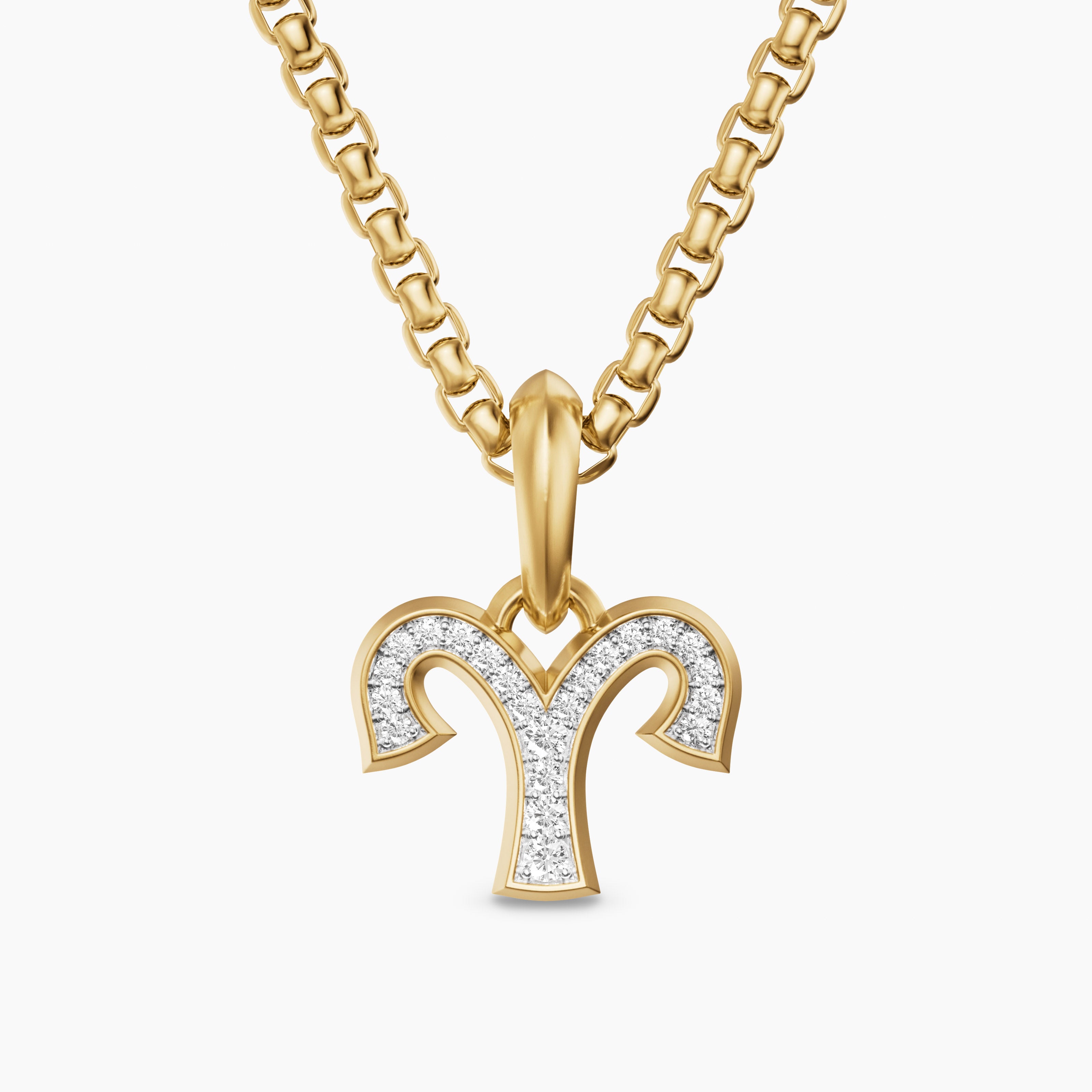Amulette B&eacute;lier en or jaune 18 carats avec diamants, 13 mm homme 
