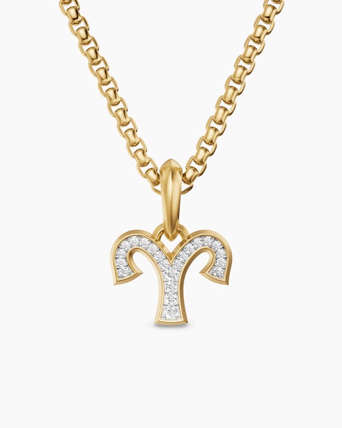 Amulette Bélier en or jaune 18 carats avec diamants, 13 mm homme