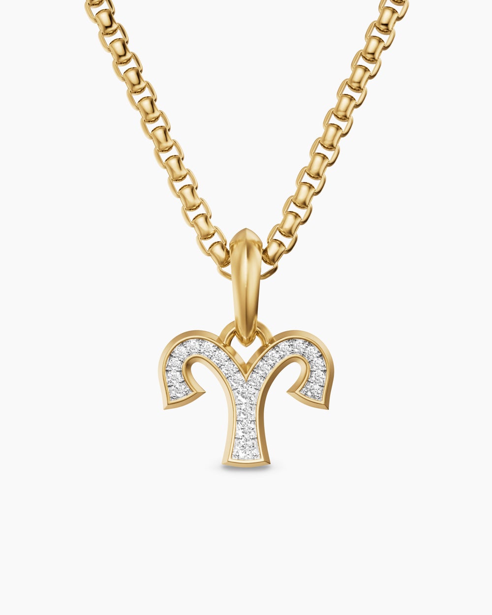 Mens Aries Amulet in 18K Yellow Gold with Diamonds, 13mm