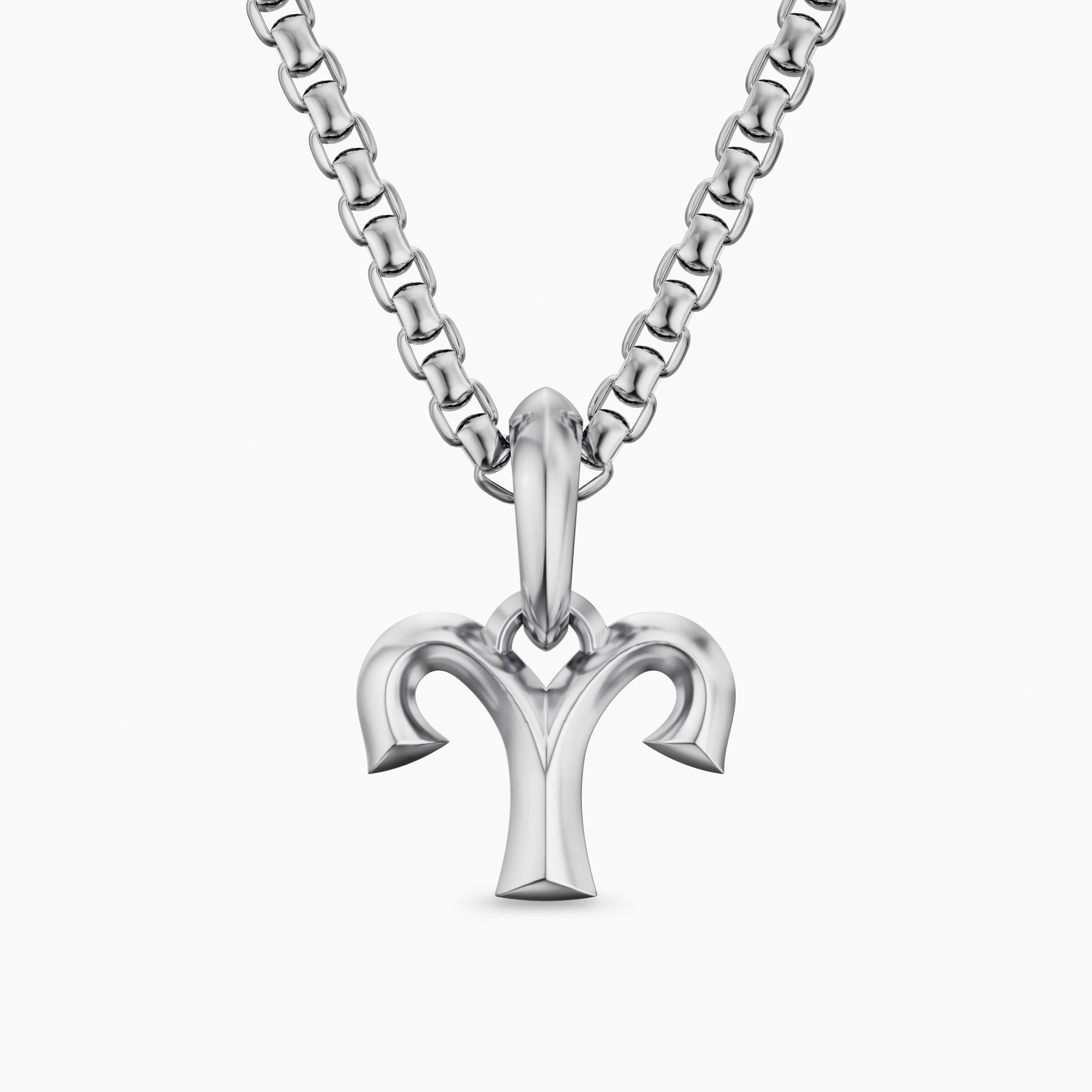 Mens Aries Amulet in Sterling Silver, 13.4mm