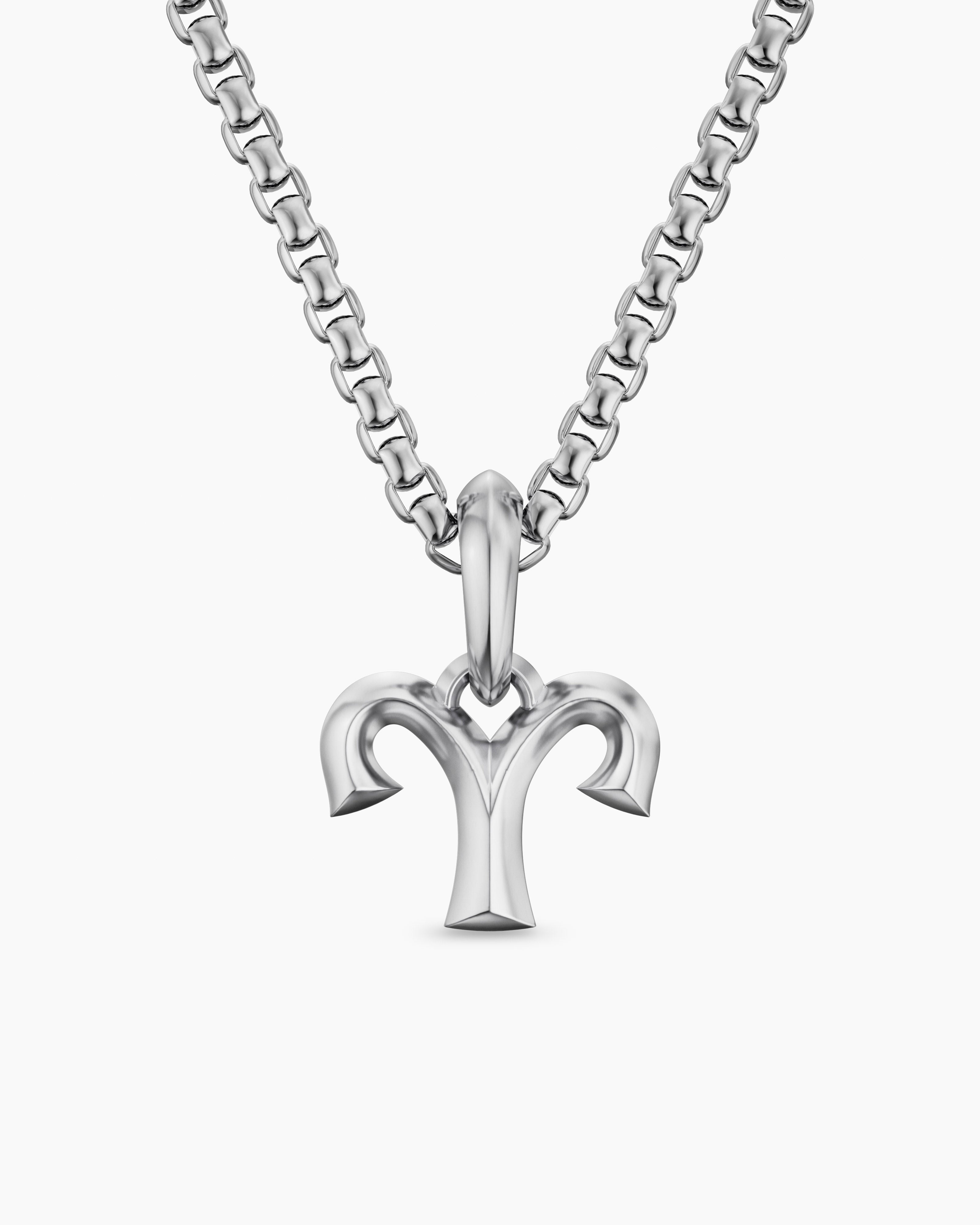 Mens Aries Amulet in Sterling Silver, 13.4mm