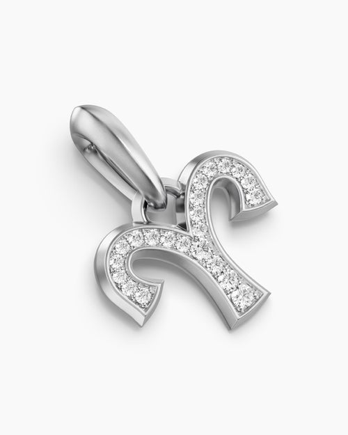 Mens Aries Amulet in Sterling Silver with Diamonds, 13mm