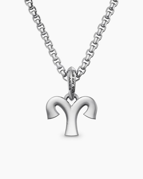 Mens Aries Amulet in Sterling Silver with Diamonds, 13mm