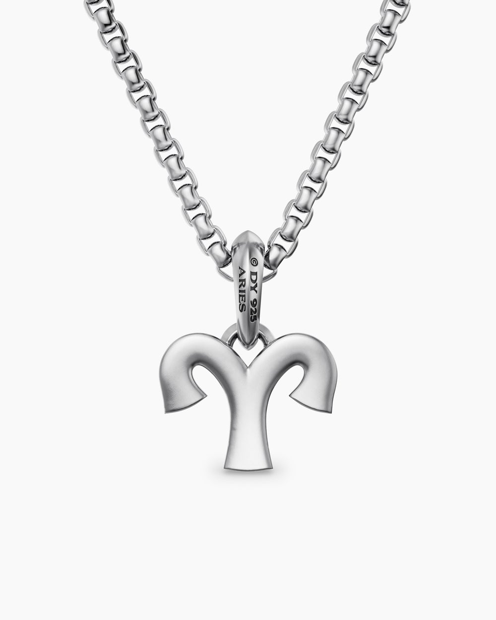 Mens Aries Amulet in Sterling Silver with Diamonds, 13mm