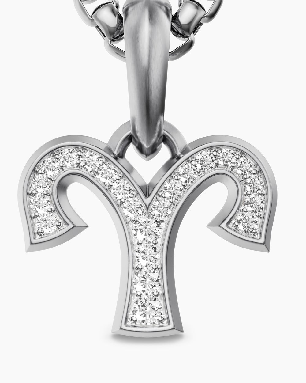 Mens Aries Amulet in Sterling Silver with Diamonds, 13mm