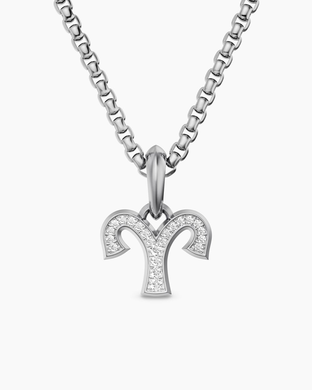 Mens Aries Amulet in Sterling Silver with Diamonds, 13mm