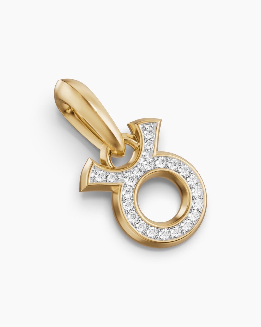 Mens Taurus Amulet in 18K Yellow Gold with Diamonds, 14.5mm