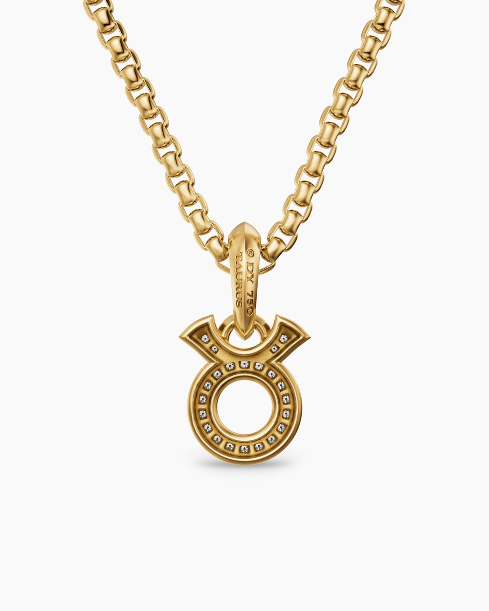 Mens Taurus Amulet in 18K Yellow Gold with Diamonds, 14.5mm