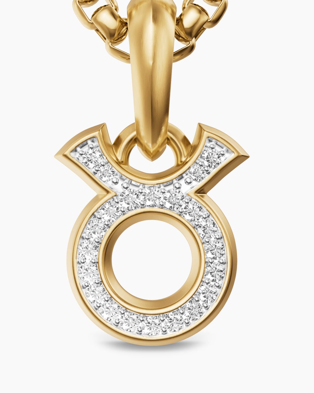 Mens Taurus Amulet in 18K Yellow Gold with Diamonds, 14.5mm