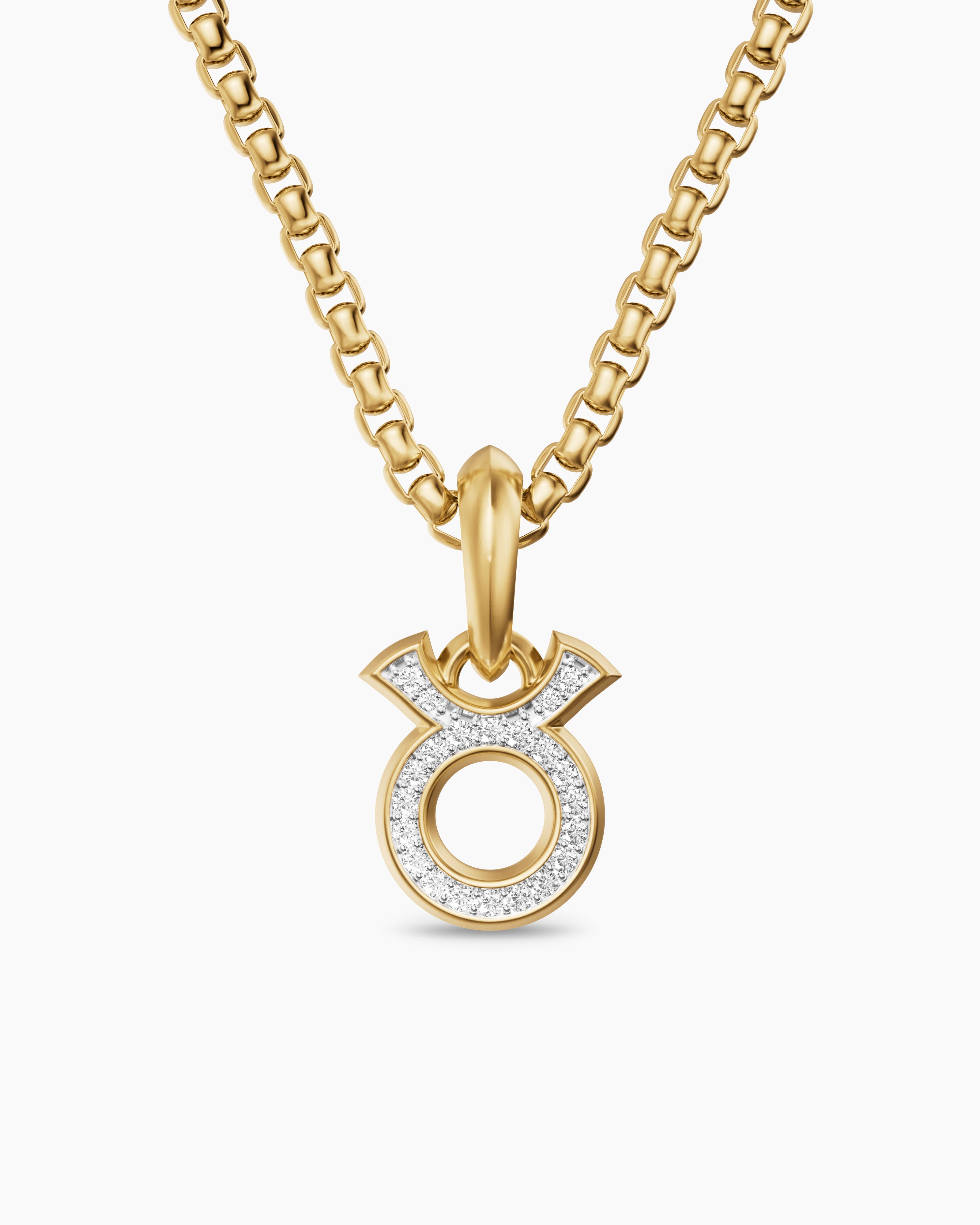 Amulette Taureau en or jaune 18 carats avec diamants, 14,5 mm homme 