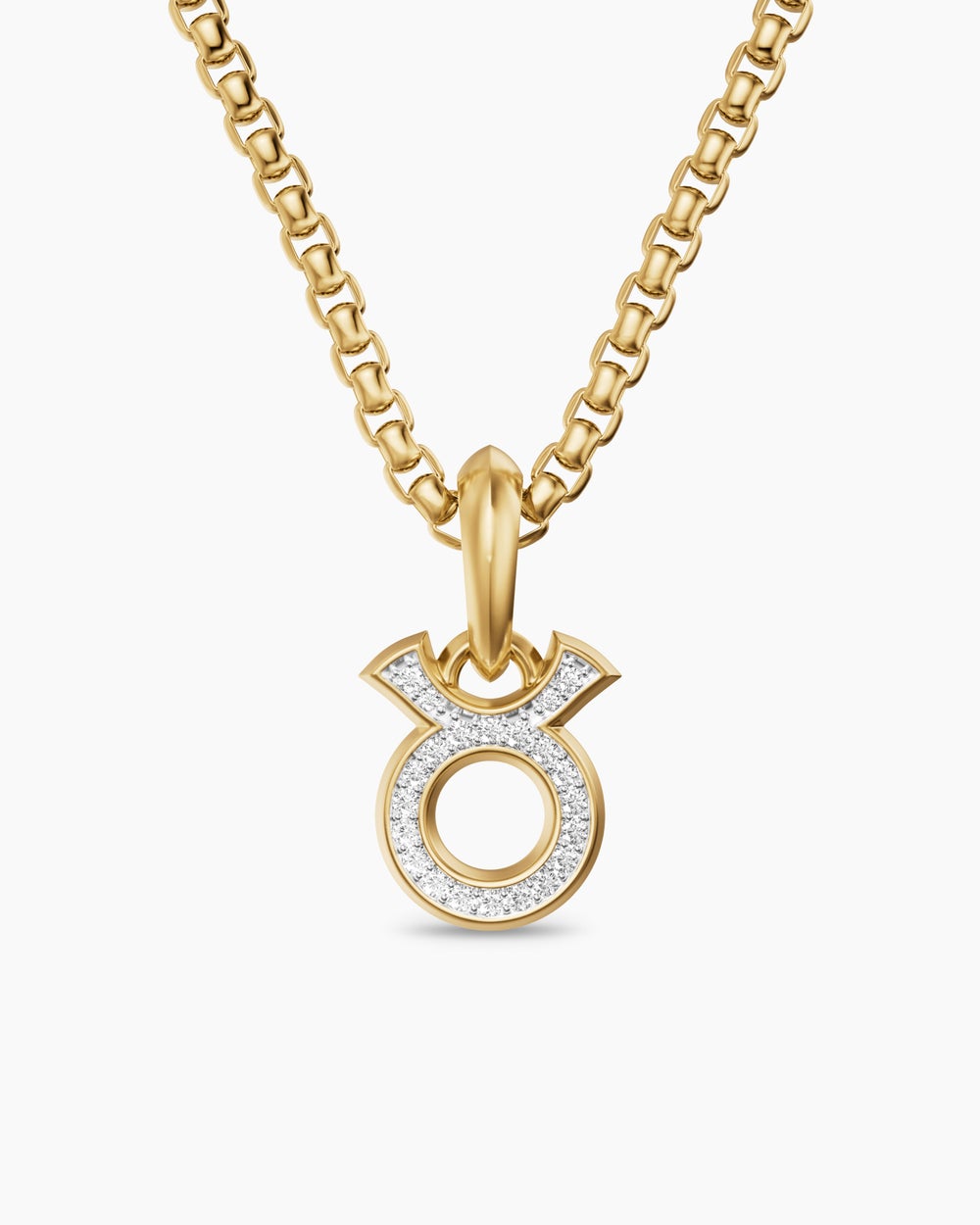 Mens Taurus Amulet in 18K Yellow Gold with Diamonds, 14.5mm