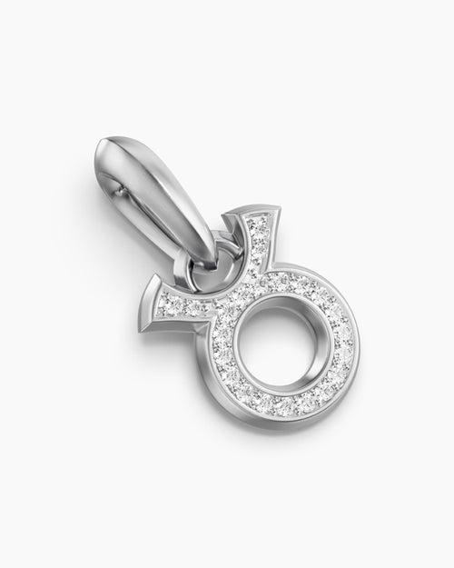 Mens Taurus Amulet in Sterling Silver with Diamonds, 14.5mm