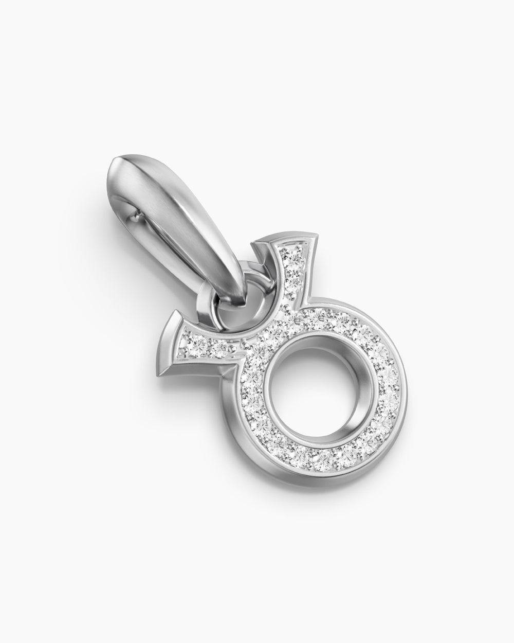 Mens Taurus Amulet in Sterling Silver with Diamonds, 14.5mm