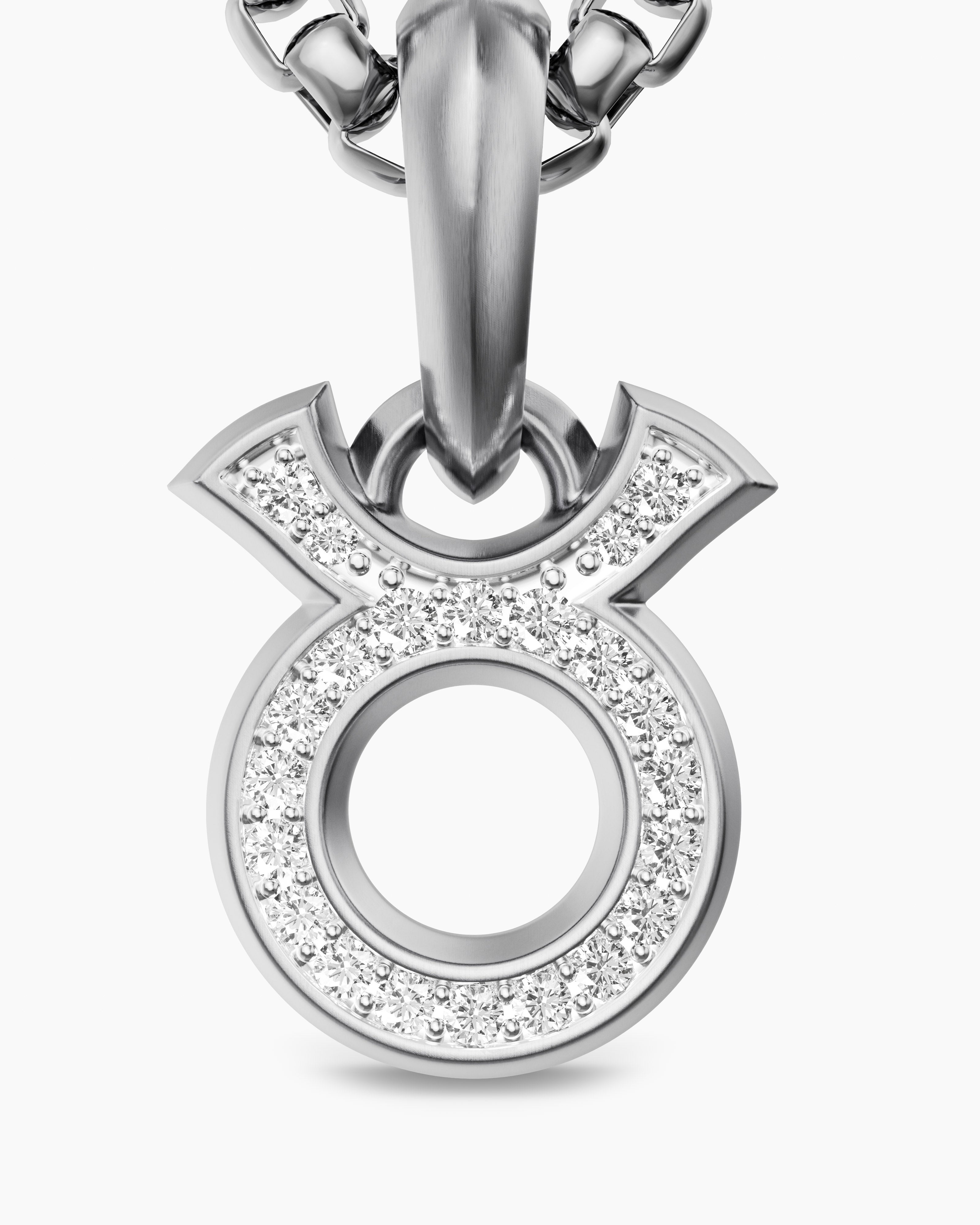Taurus Amulet Sterling Silver with Diamonds, 14.5mm - thumbnail 10