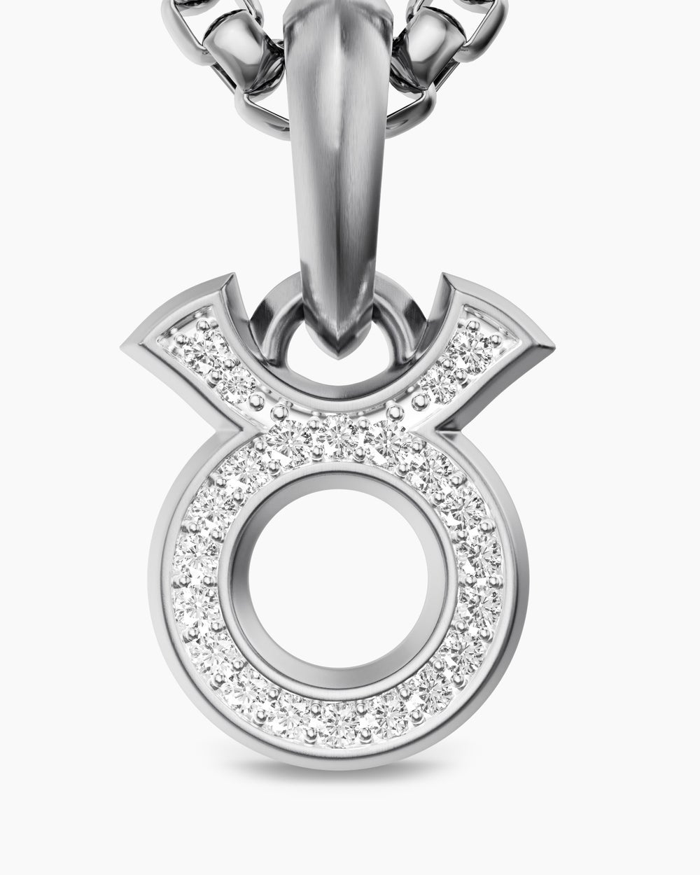 Mens Taurus Amulet in Sterling Silver with Diamonds, 14.5mm