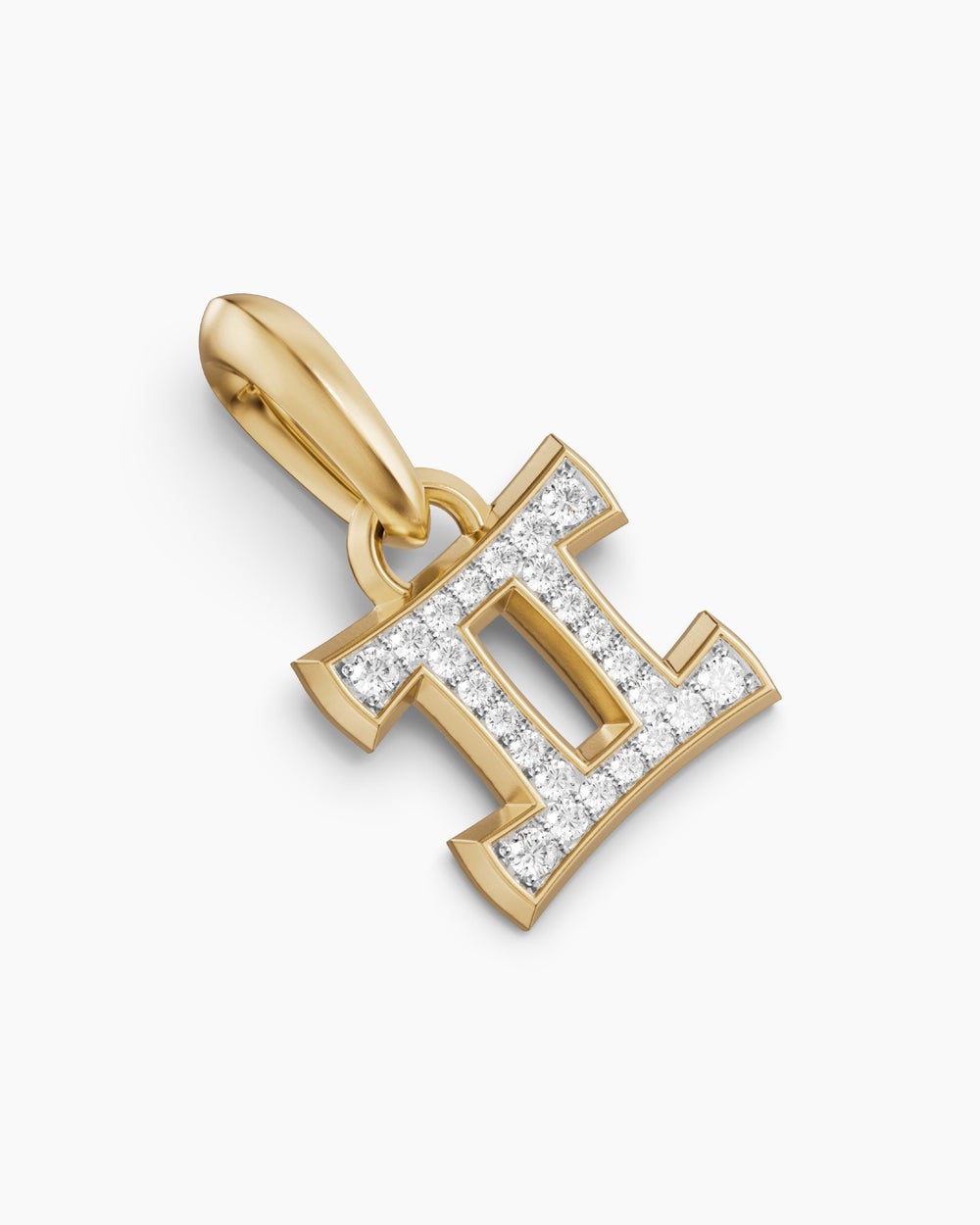 Mens Gemini Amulet in 18K Yellow Gold with Diamonds, 15.2mm