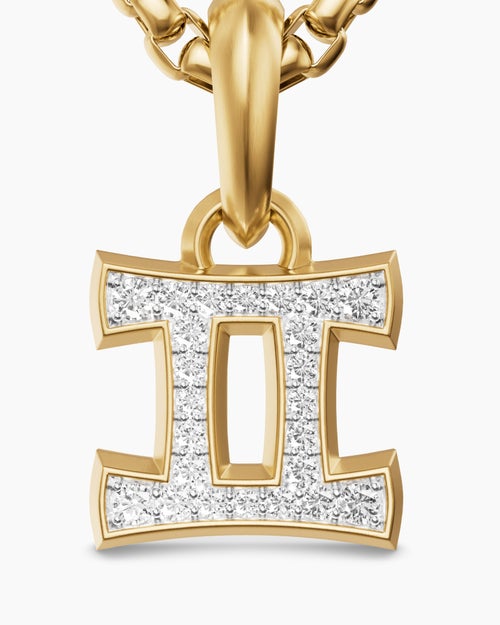 Amulette Gémeaux en or jaune 18 carats avec diamants, 15,2 mm homme