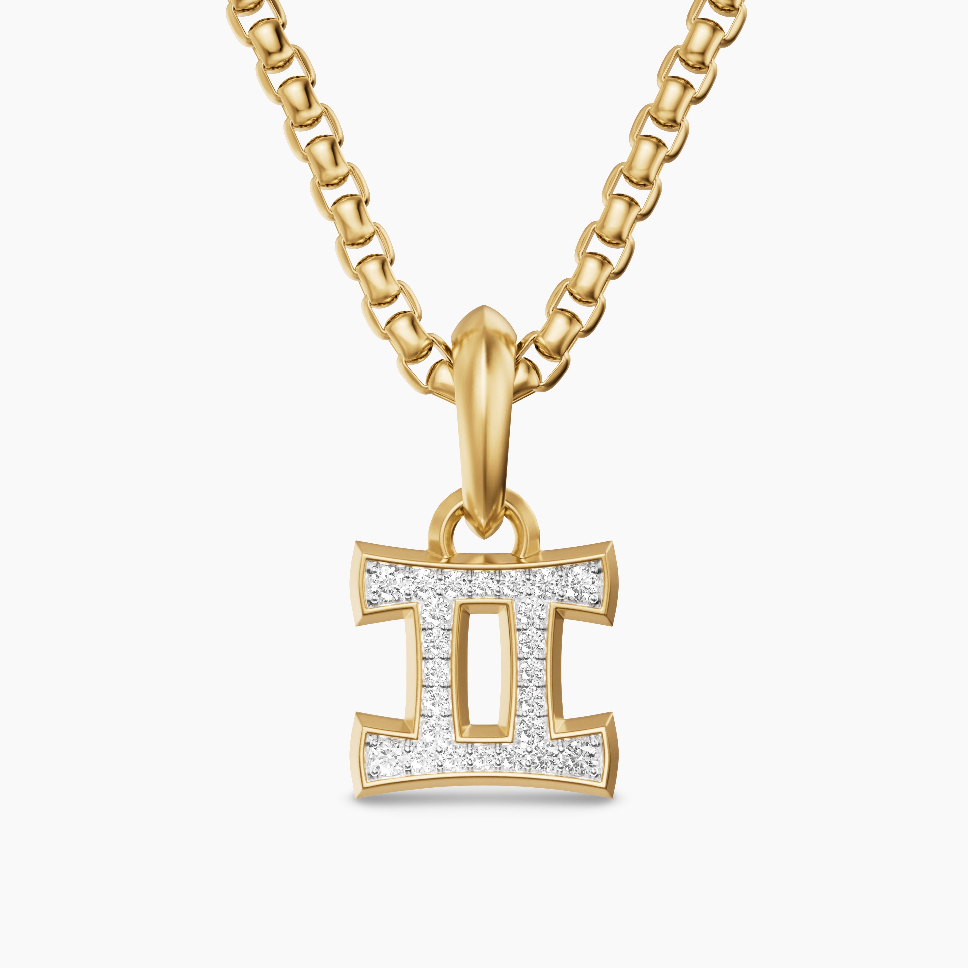 Amulette G&eacute;meaux en or jaune 18 carats avec diamants, 15,2 mm homme 