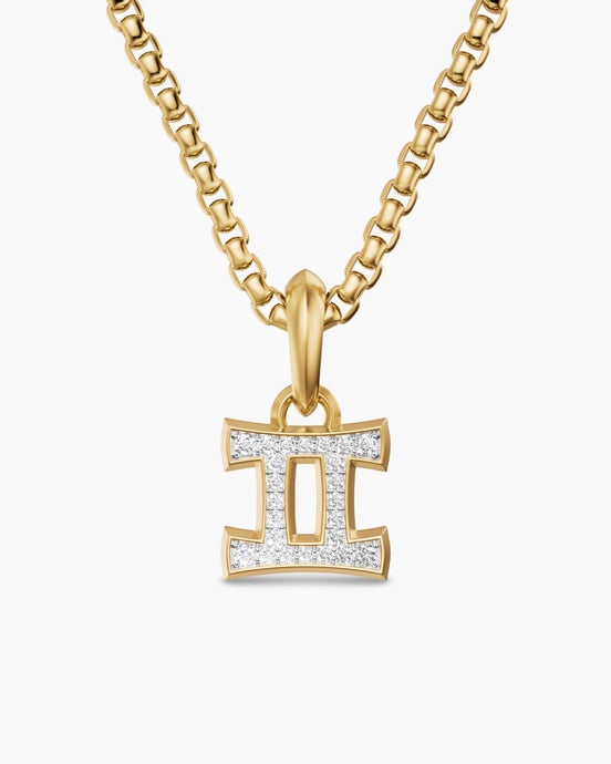 Gemini Amulet in 18K Yellow Gold with Diamonds, 15.2mm