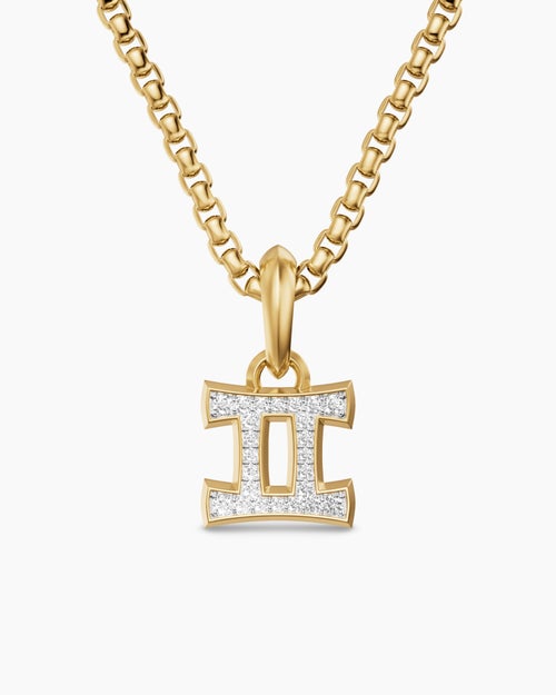 Amulette Gémeaux en or jaune 18 carats avec diamants, 15,2 mm homme