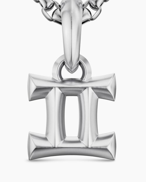 Mens Gemini Amulet in Sterling Silver, 14.8mm