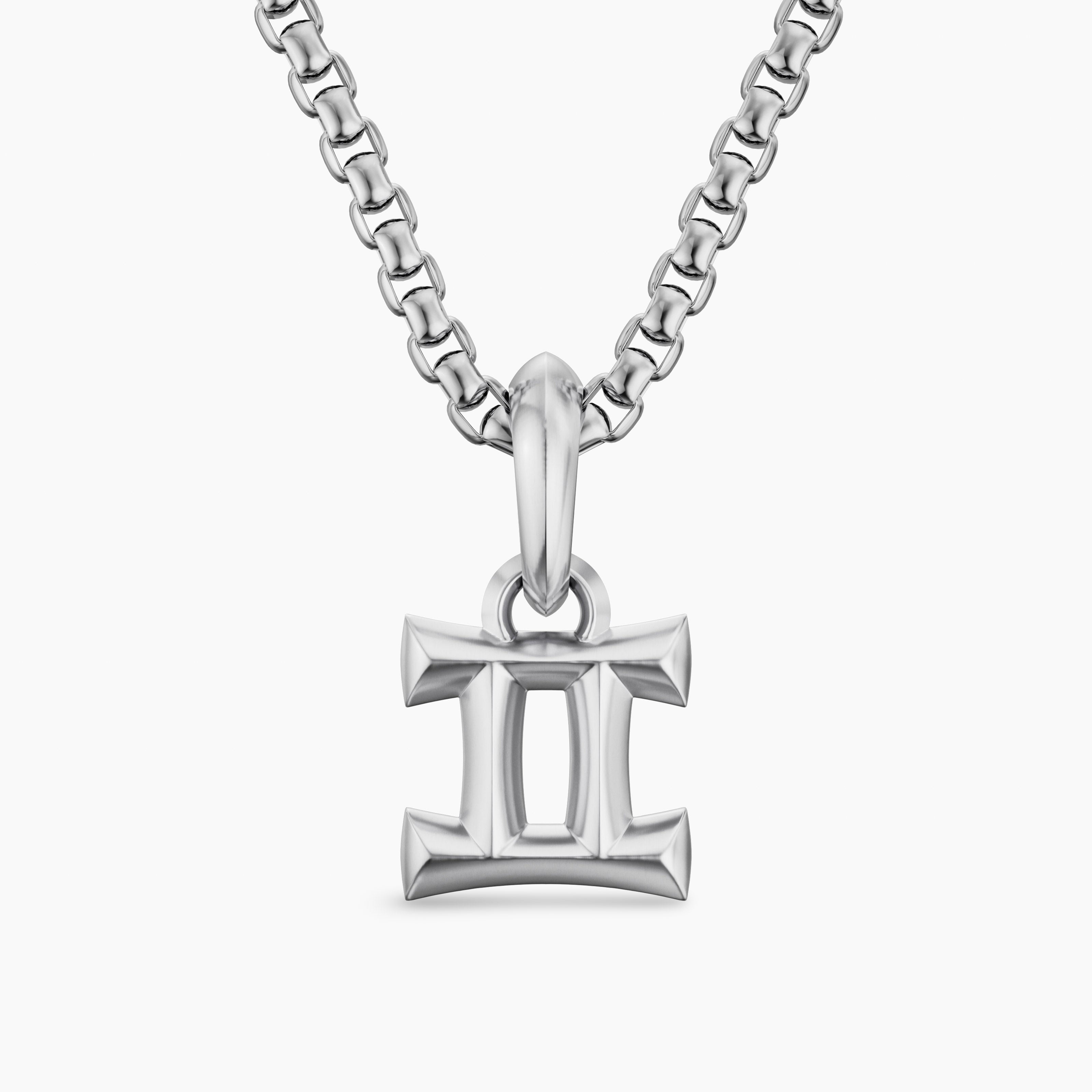Mens Gemini Amulet in Sterling Silver, 14.8mm