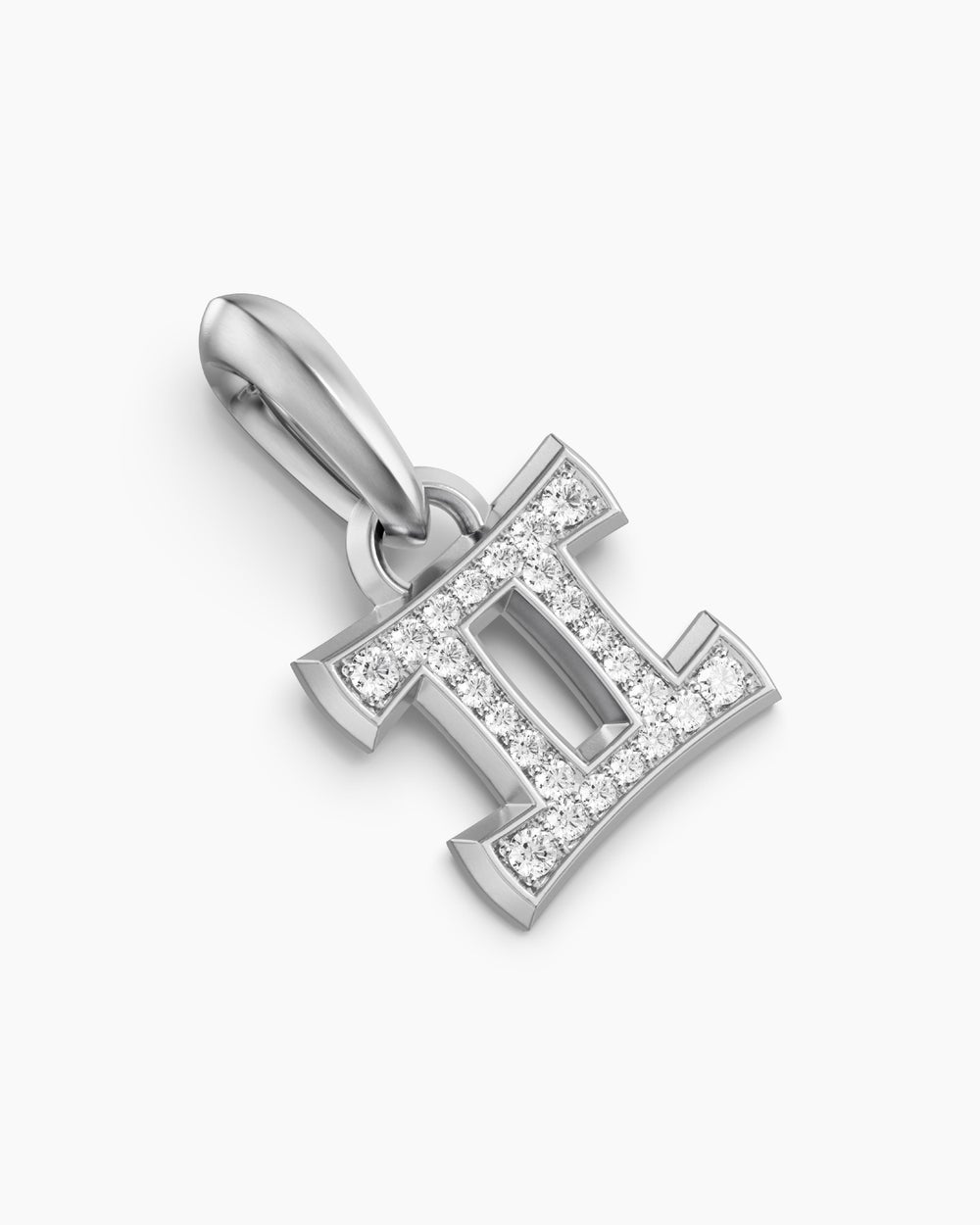 Mens Gemini Amulet in Sterling Silver with Diamonds, 15.2mm