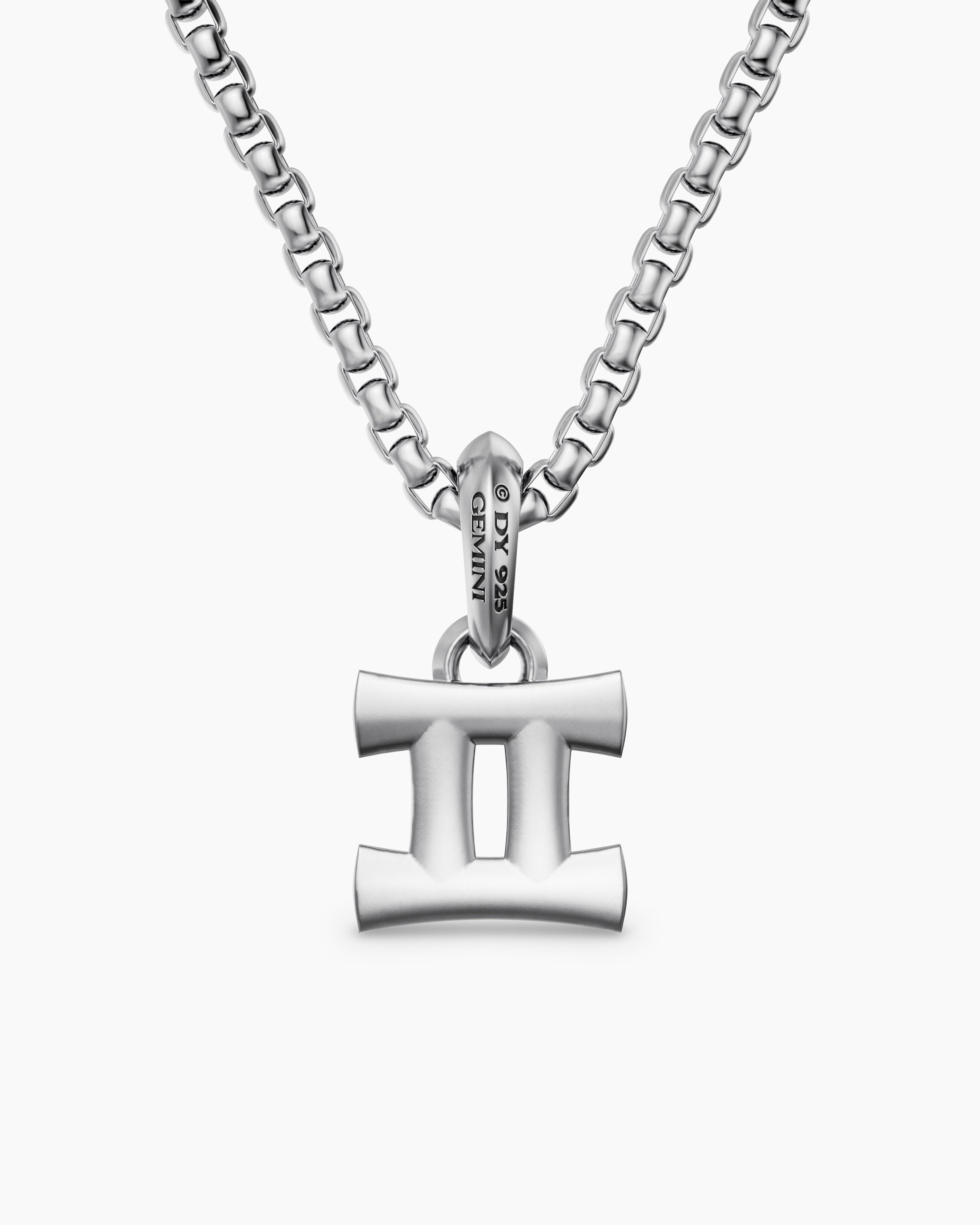 Gemini Amulet Sterling Silver with Diamonds, 15.2mm - thumbnail 4