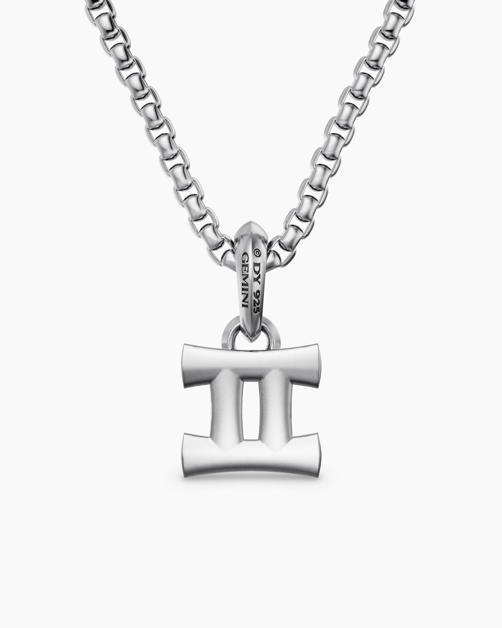 Mens Gemini Amulet in Sterling Silver with Diamonds, 15.2mm